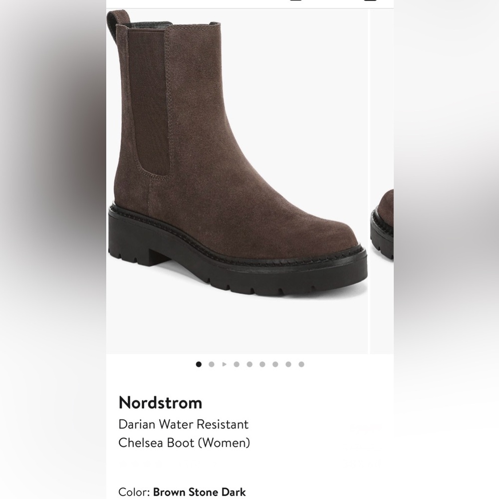 New Nordstrom Water Resistant suede leather Chelsea boot, sz 8.5 Brown color